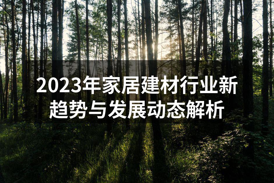 2023年家居建材行业新趋势与发展动态解析